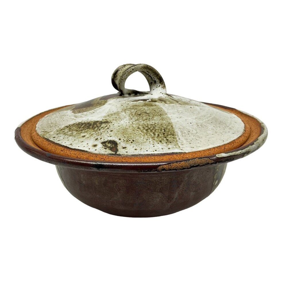 Hand Crafted 2 Piece Pottery Serving Bowl/Casserole Dish Vintage 1974 Collectibl